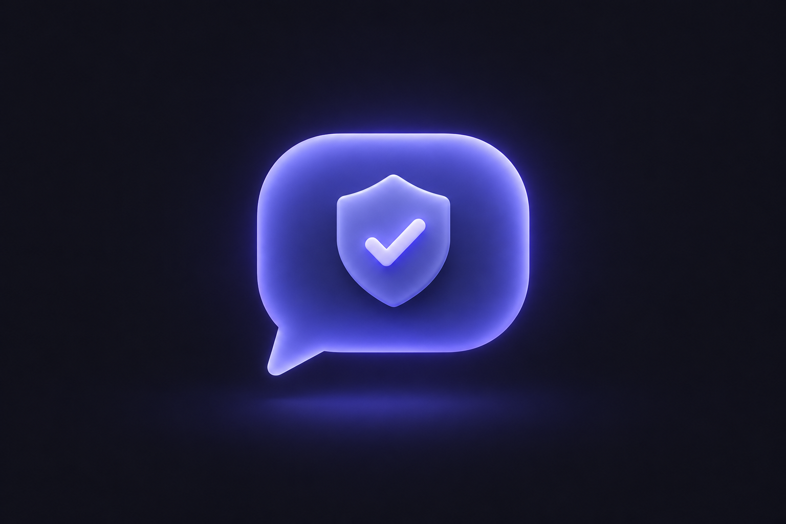 A chat bubble with a consent checkmark shield